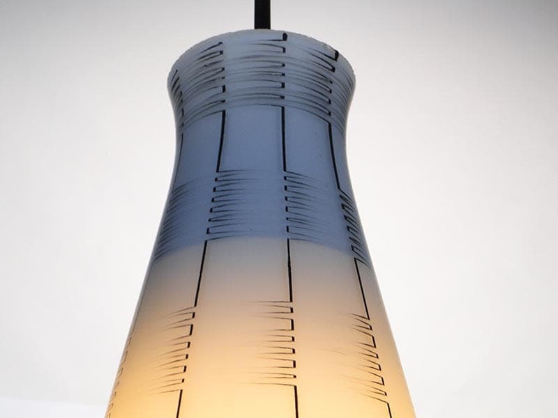 Lampa wisząca Brusel, szkło biały szary, proj. J. A. Junek, Zukov, Czechosłowacja, lata 60. - 381855