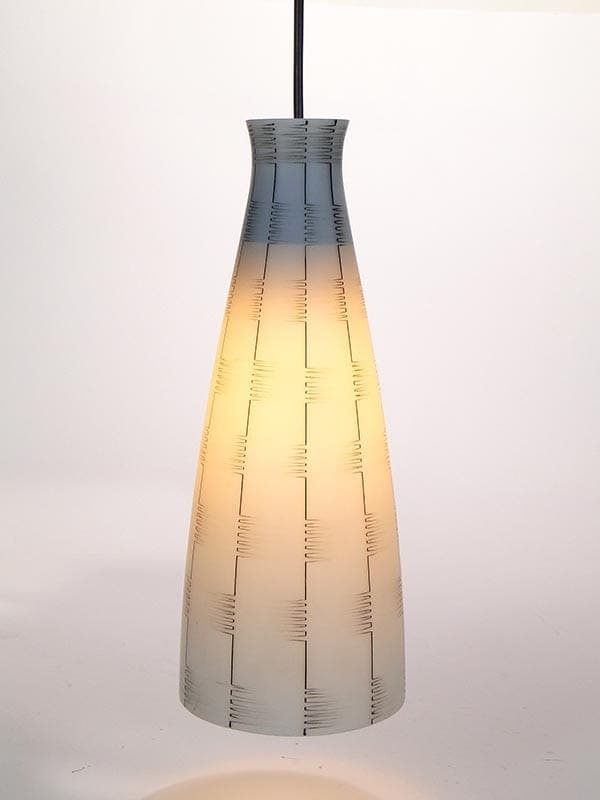 Lampa wisząca Brusel, szkło biały szary, proj. J. A. Junek, Zukov, Czechosłowacja, lata 60. - 381856
