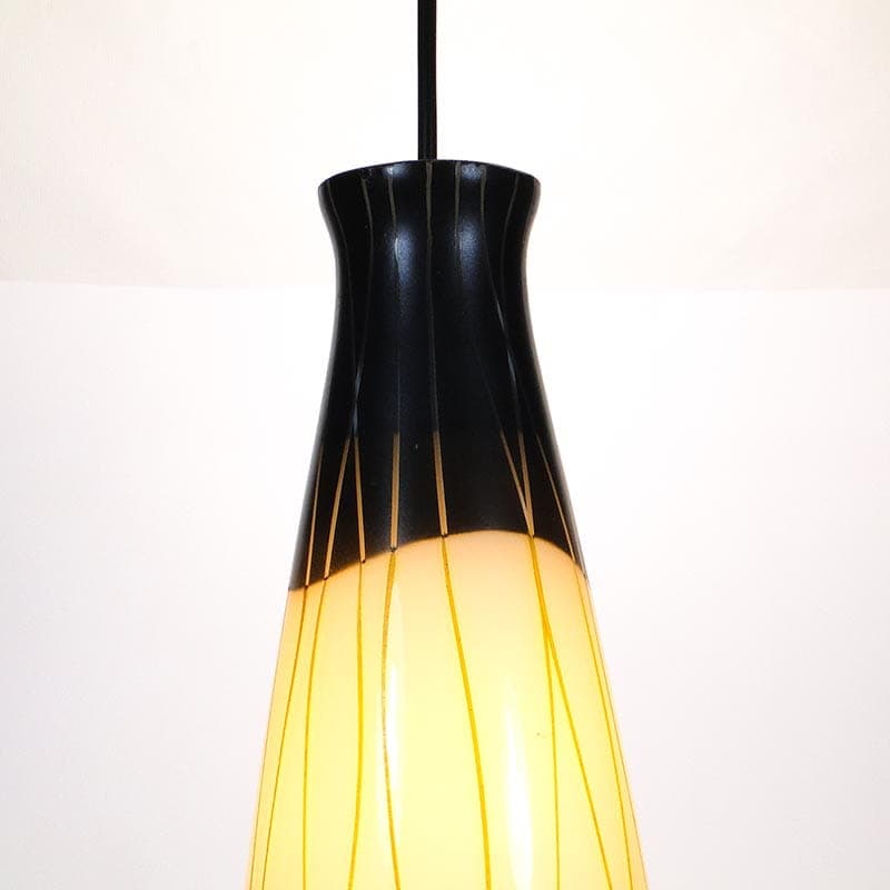 Lampa wisząca Brusel, szkło biały żółty, metal czarny, proj. J. A. Junek, Czechosłowacja, lata 60. - 381864