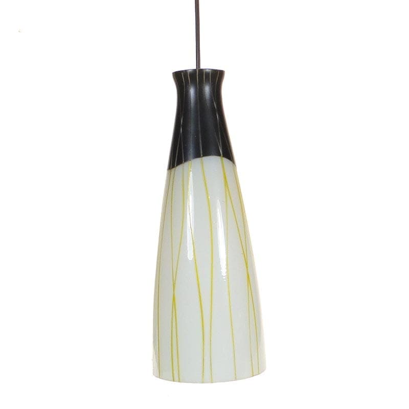 Lampa wisząca Brusel, szkło biały żółty, metal czarny, proj. J. A. Junek, Czechosłowacja, lata 60. - 381867