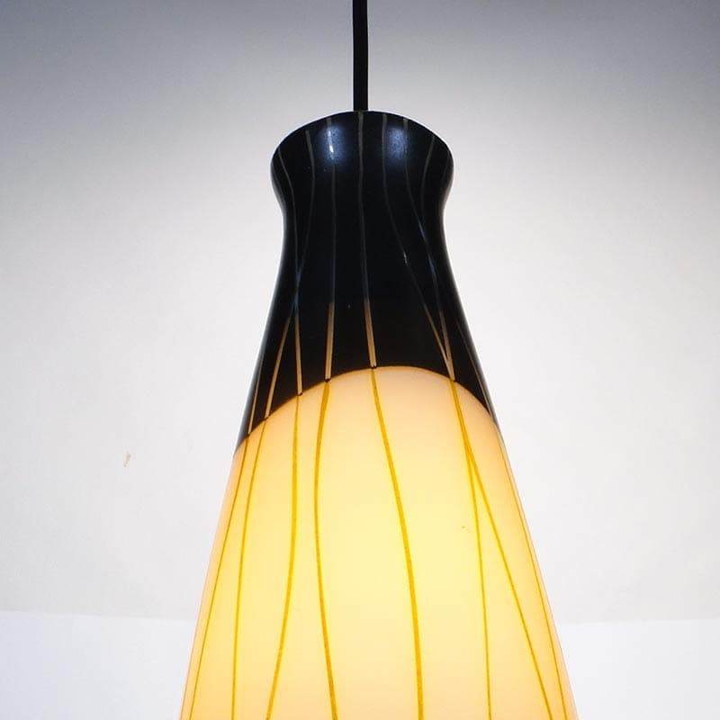 Lampa wisząca Brusel, szkło biały żółty, metal czarny, proj. J. A. Junek, Czechosłowacja, lata 60. - 381866
