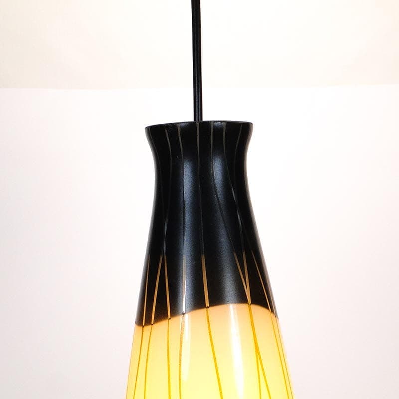 Lampa wisząca Brusel, szkło biały żółty, metal czarny, proj. J. A. Junek, Czechosłowacja, lata 60. - 381863