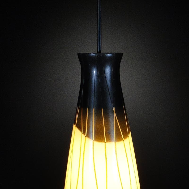 Lampa wisząca Brusel, szkło biały żółty, metal czarny, proj. J. A. Junek, Czechosłowacja, lata 60. - 381861