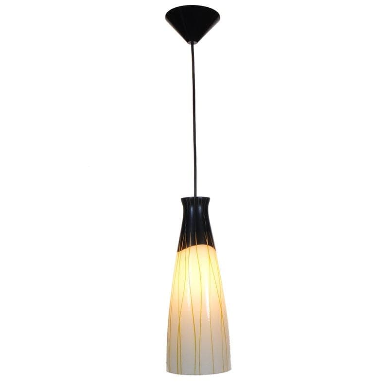 Lampa wisząca Brusel, szkło biały żółty, metal czarny, proj. J. A. Junek, Czechosłowacja, lata 60. - 381862