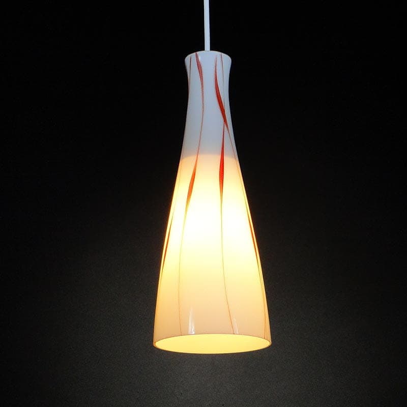 Lampa wisząca Brusel, szkło mlecznobiałe czerwony, mosiądz złoty, proj. J. A. Junek, Zukov, Czechosłowacja, lata 60. - 381872