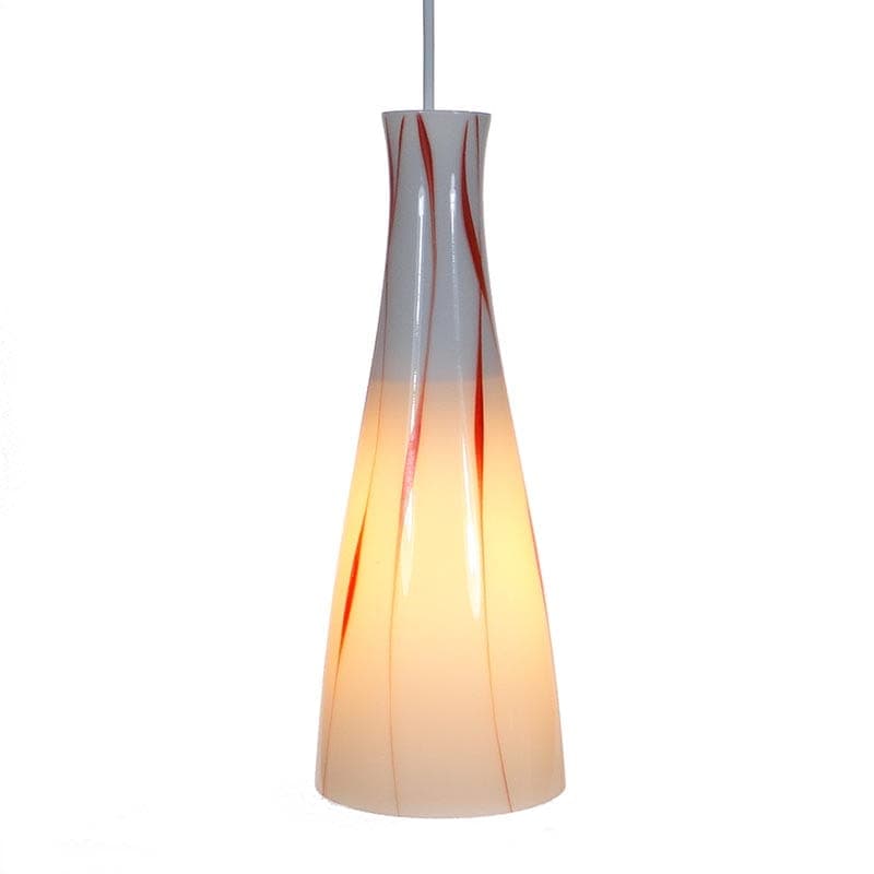 Lampa wisząca Brusel, szkło mlecznobiałe czerwony, mosiądz złoty, proj. J. A. Junek, Zukov, Czechosłowacja, lata 60. - 381871