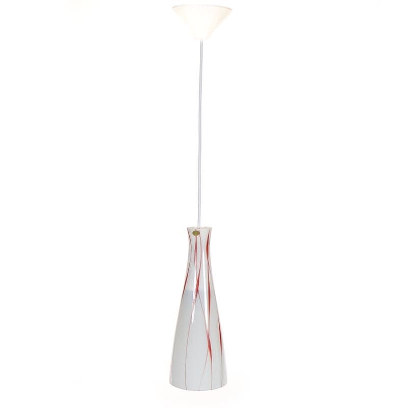 Lampa wisząca Brusel, szkło mlecznobiałe czerwony, mosiądz złoty, proj. J. A. Junek, Zukov, Czechosłowacja, lata 60. - 381877