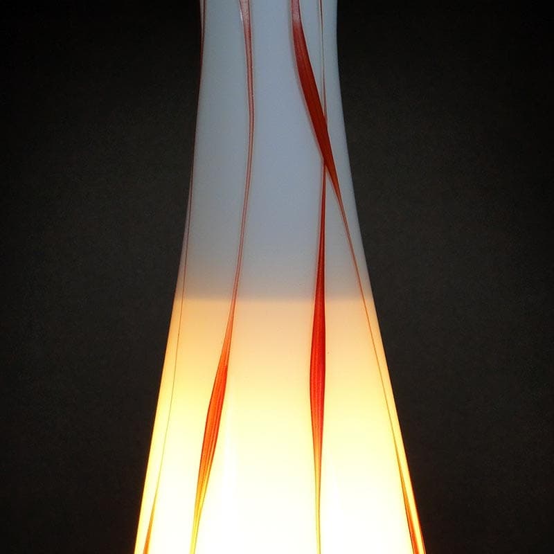 Lampa wisząca Brusel, szkło mlecznobiałe czerwony, mosiądz złoty, proj. J. A. Junek, Zukov, Czechosłowacja, lata 60. - 381876