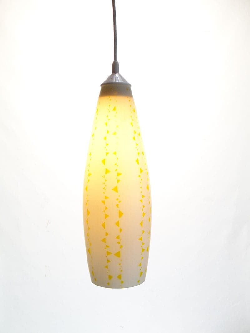 Lampa wisząca Brussel, szkło sodowe biały żółty, Zukow dla Napaco, Czechosłowacja, lata 60. - 381889