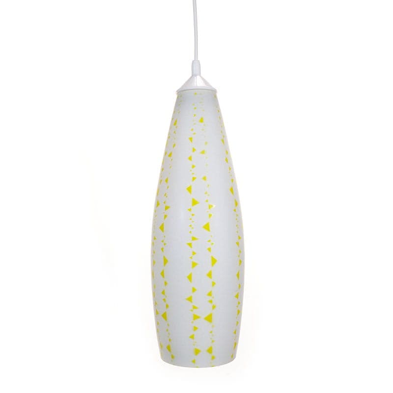 Lampa wisząca Brussel, szkło sodowe biały żółty, Zukow dla Napaco, Czechosłowacja, lata 60.