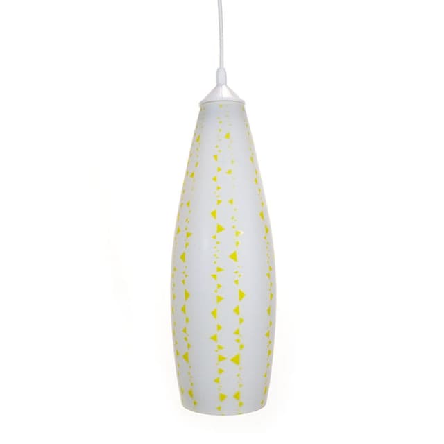 Lampa wisząca Brussel, szkło sodowe biały żółty, Zukow dla Napaco, Czechosłowacja, lata 60. - WYMIARY