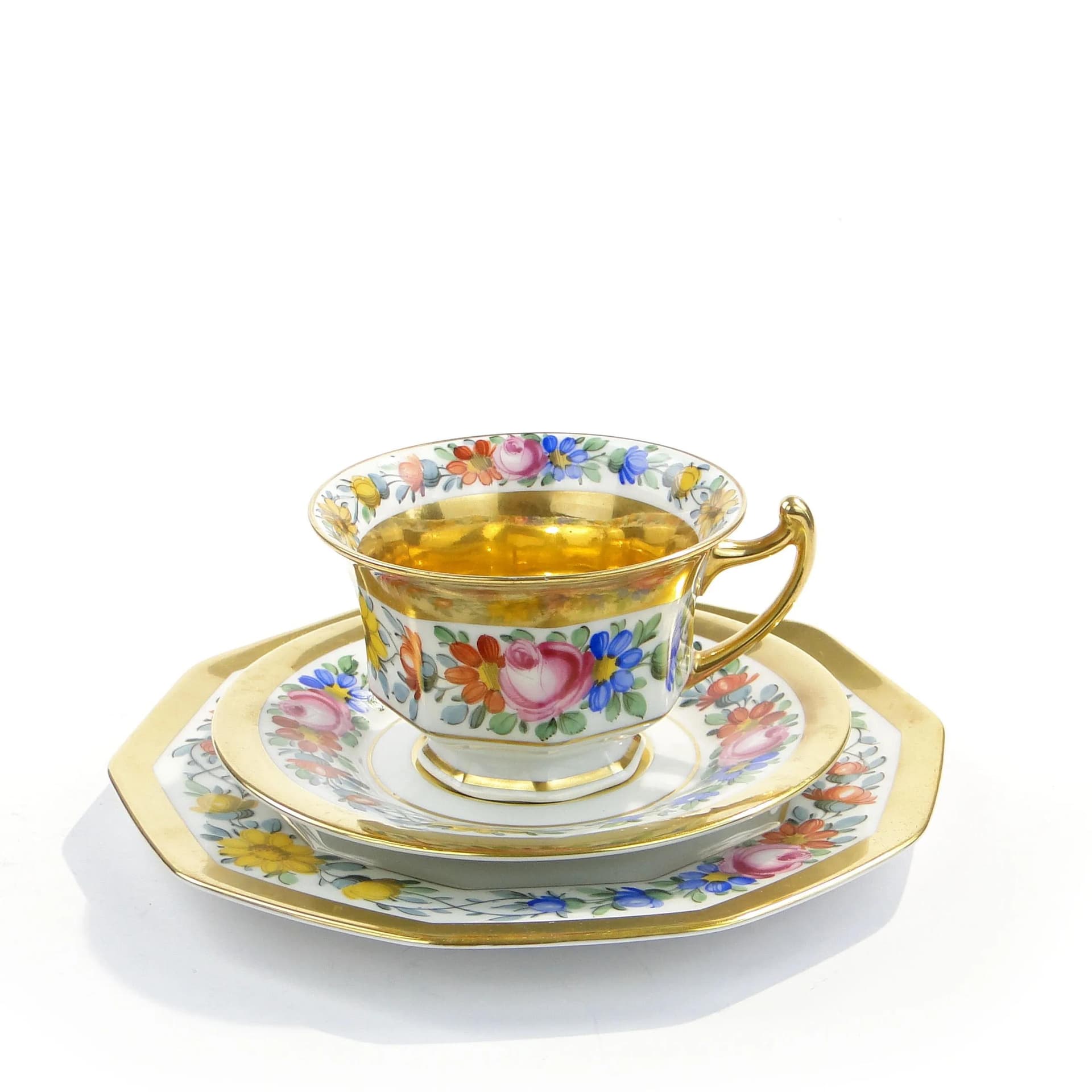 Zestaw śniadaniowy, porcelana biała, złocenie, Rosenthal, Niemcy, lata 20. - 381946