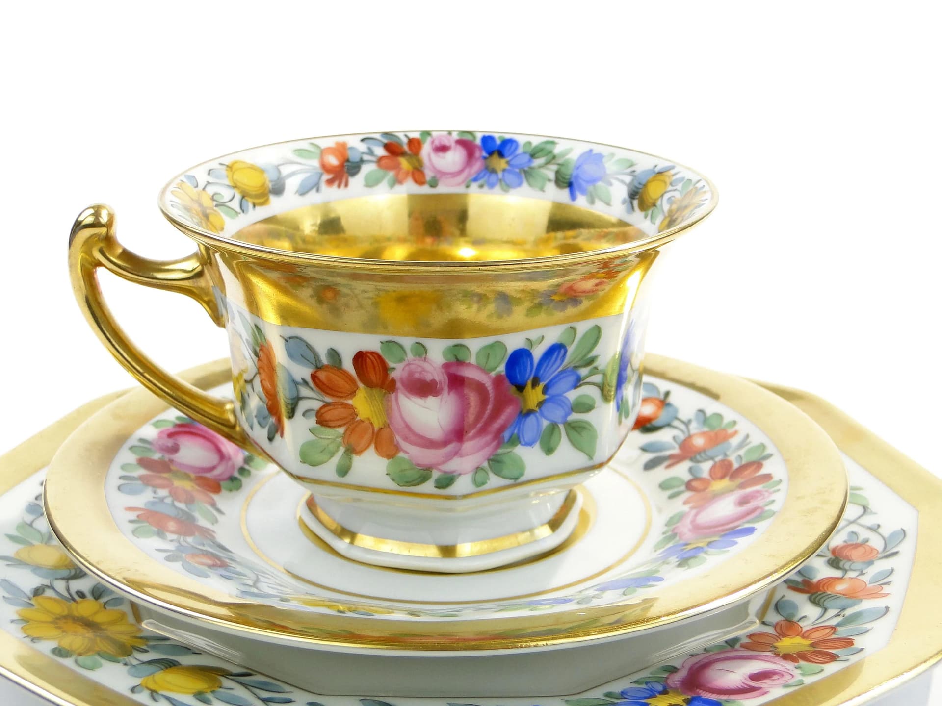 Zestaw śniadaniowy, porcelana biała, złocenie, Rosenthal, Niemcy, lata 20. - 381942