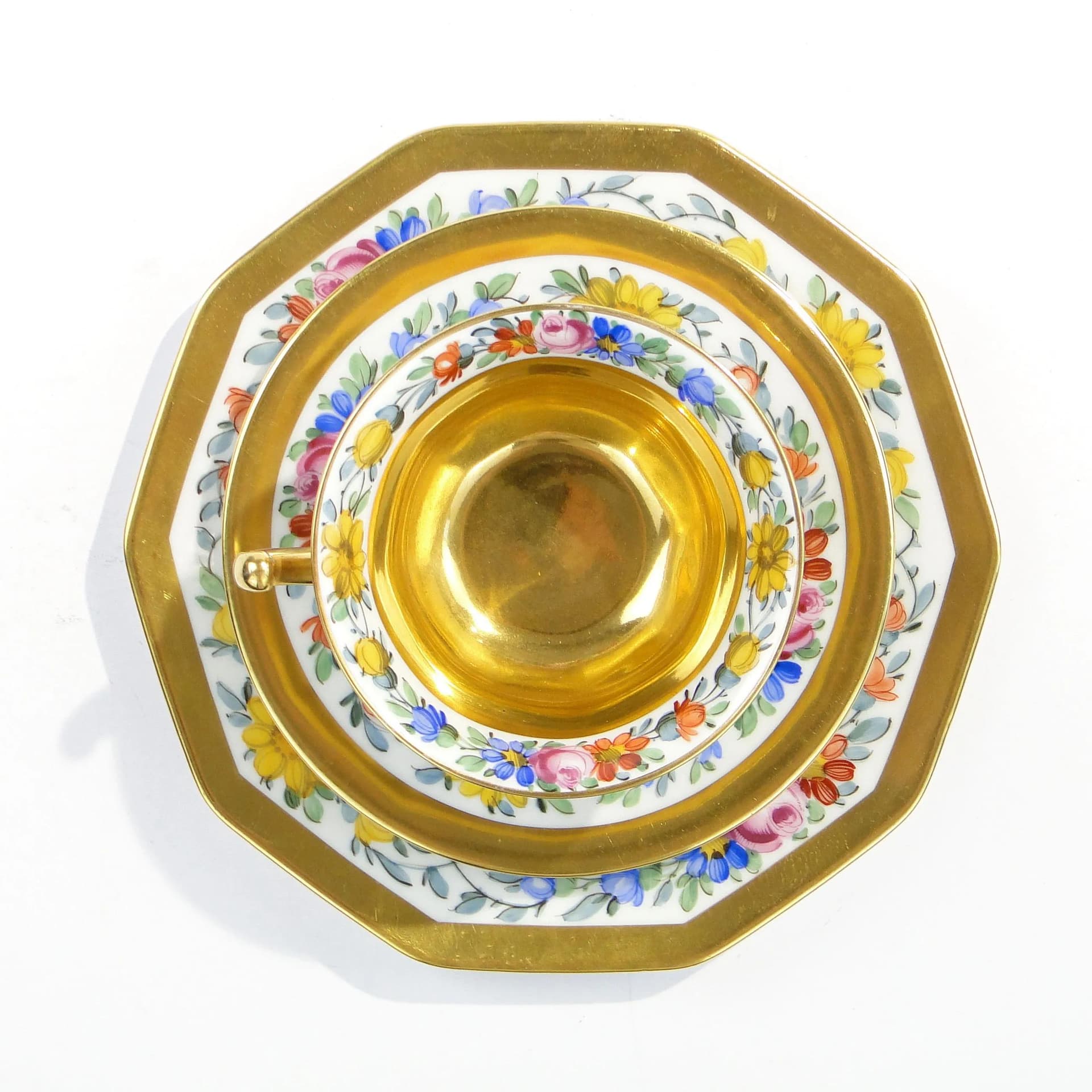 Zestaw śniadaniowy, porcelana biała, złocenie, Rosenthal, Niemcy, lata 20. - 381941
