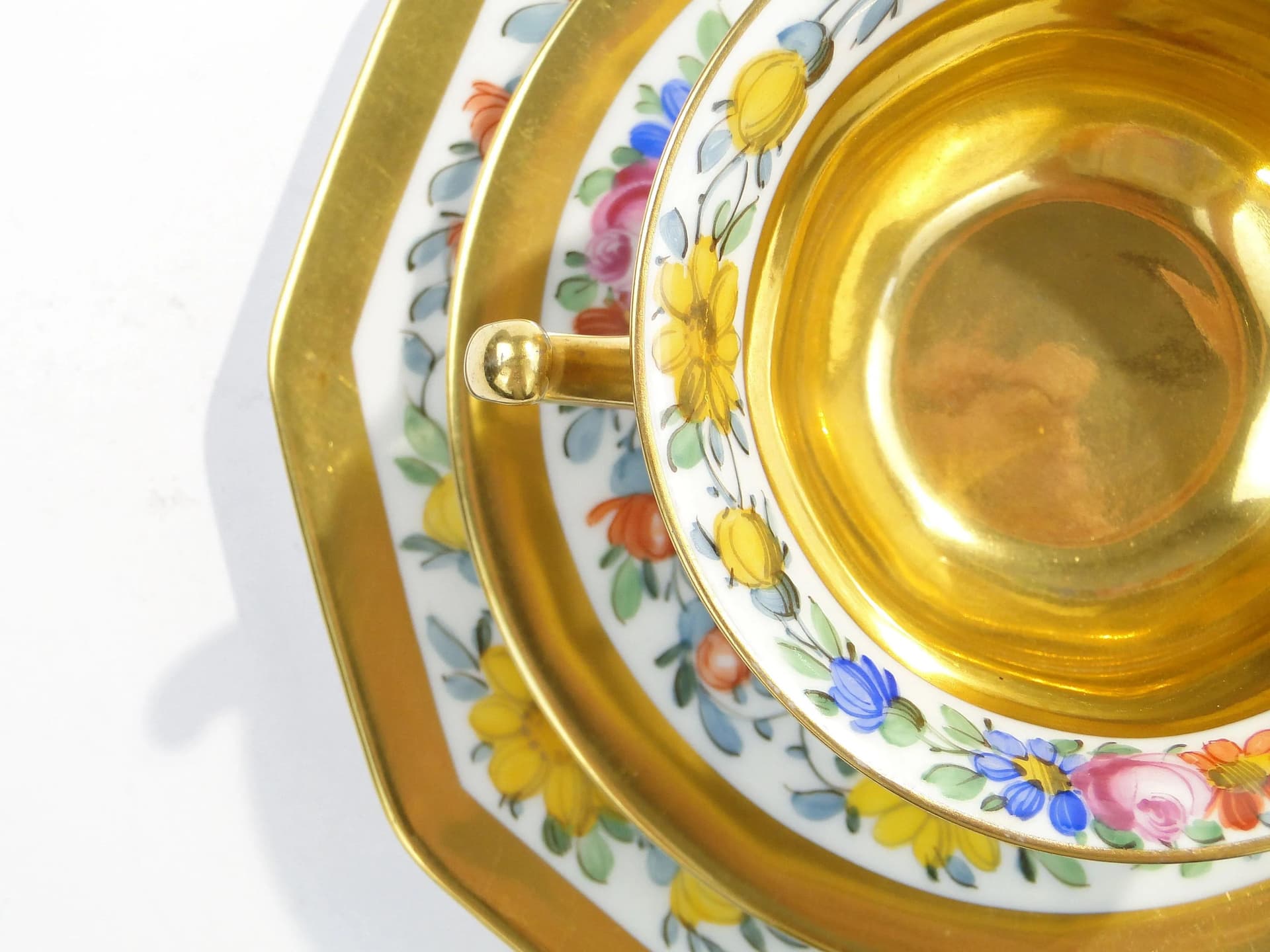 Zestaw śniadaniowy, porcelana biała, złocenie, Rosenthal, Niemcy, lata 20. - 381945
