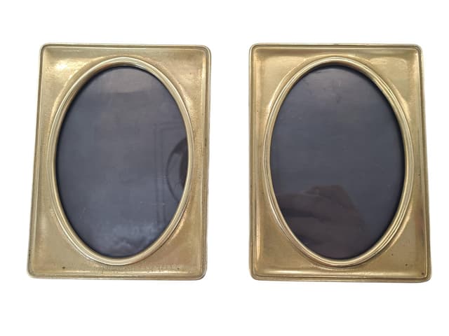 Para ramek na zdjęcia, Art Deco, mosiądz złoty, lata 40. - WYMIARY