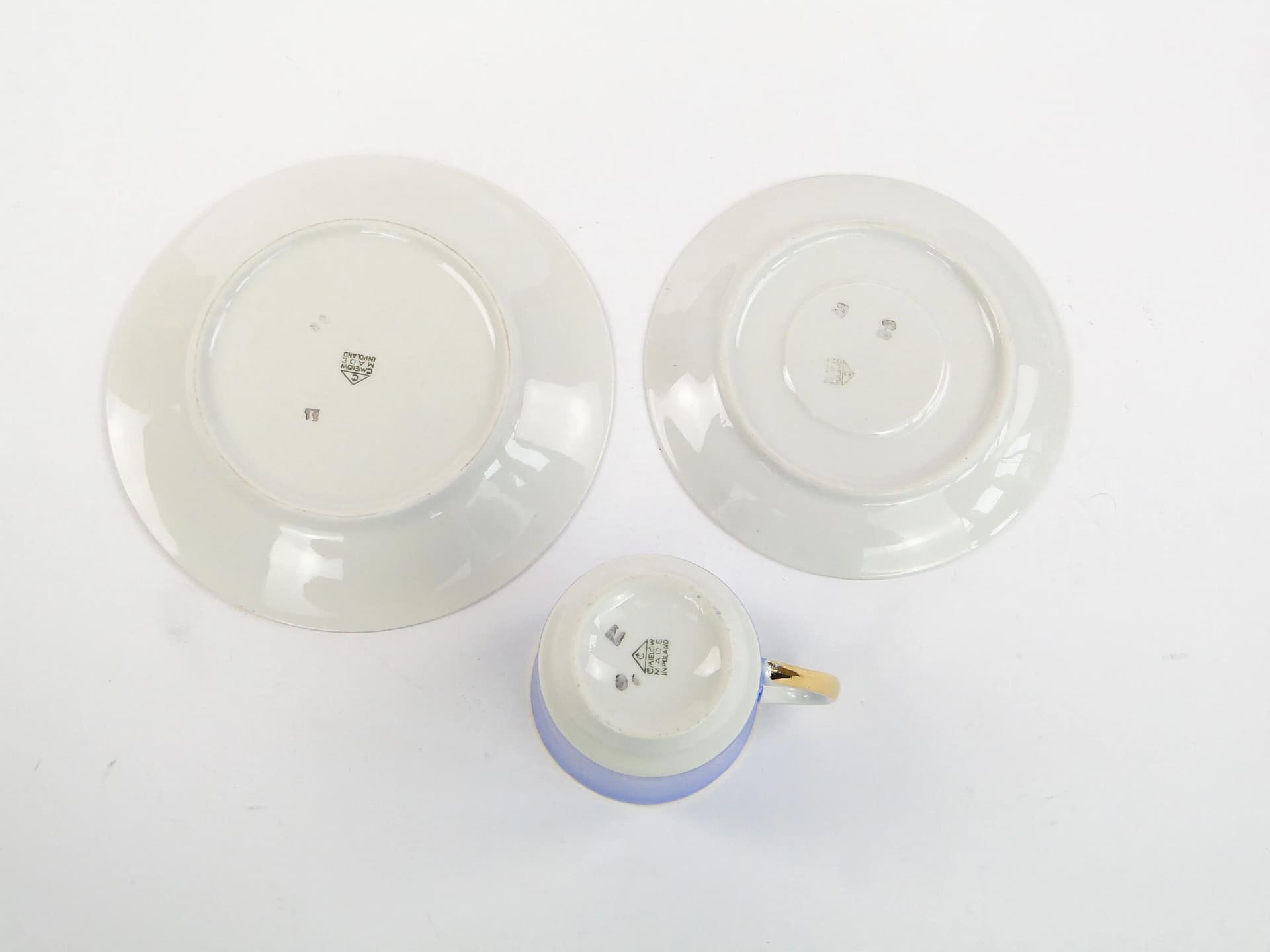Breakfast set June, blue white gold porcelain, by W. Potacki, Ćmielów, Poland, 1960s. - 382007