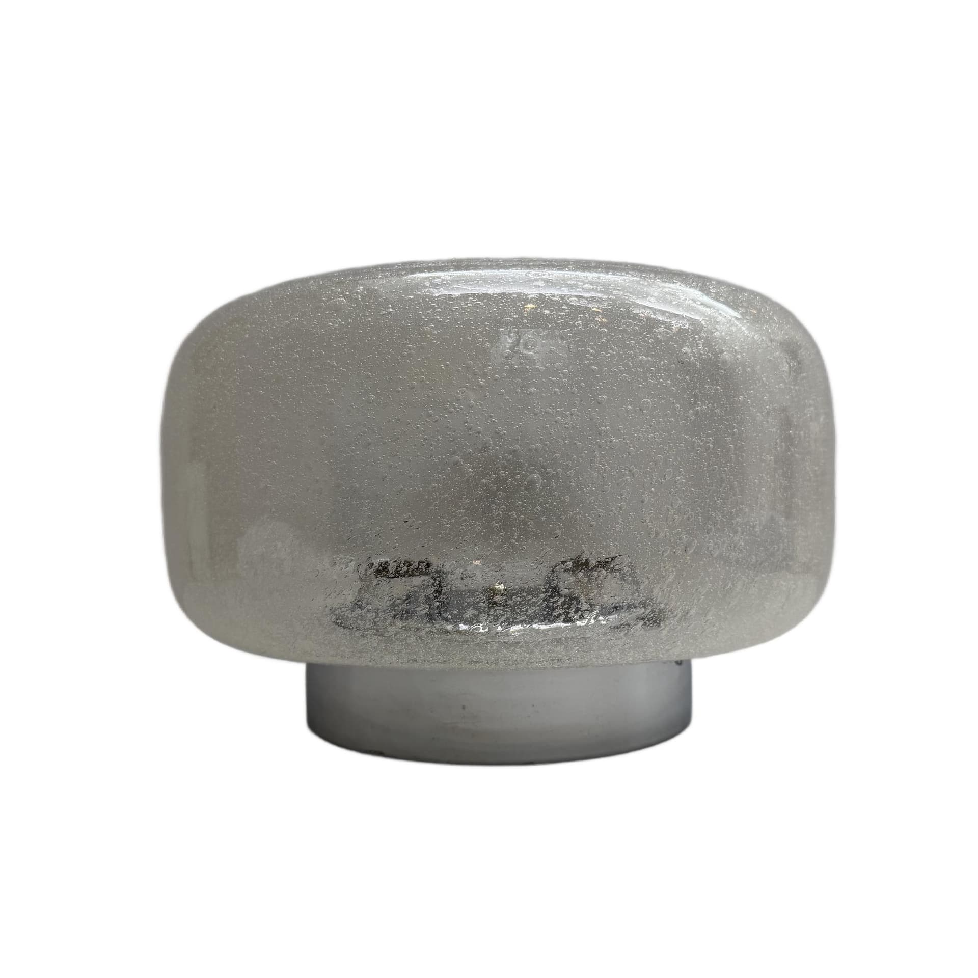 Ceiling Lamp Space Age, clear soda glass, silver chromed steel, Hillebrand, Germany, 1970s.