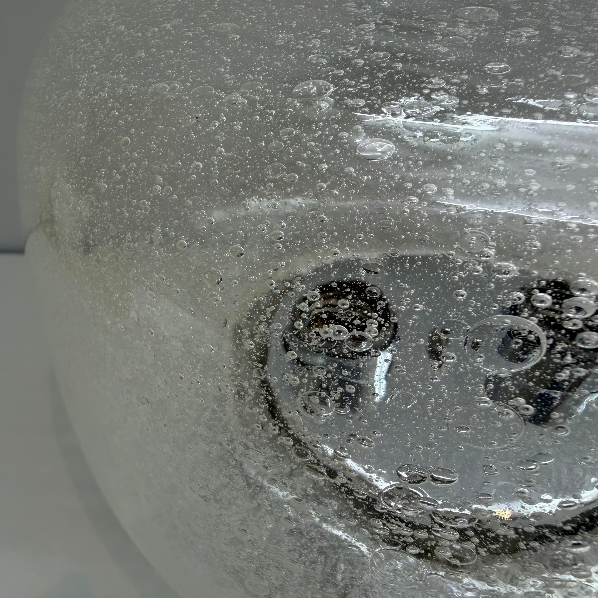 Ceiling Lamp Space Age, clear soda glass, silver chromed steel, Hillebrand, Germany, 1970s. - 388331