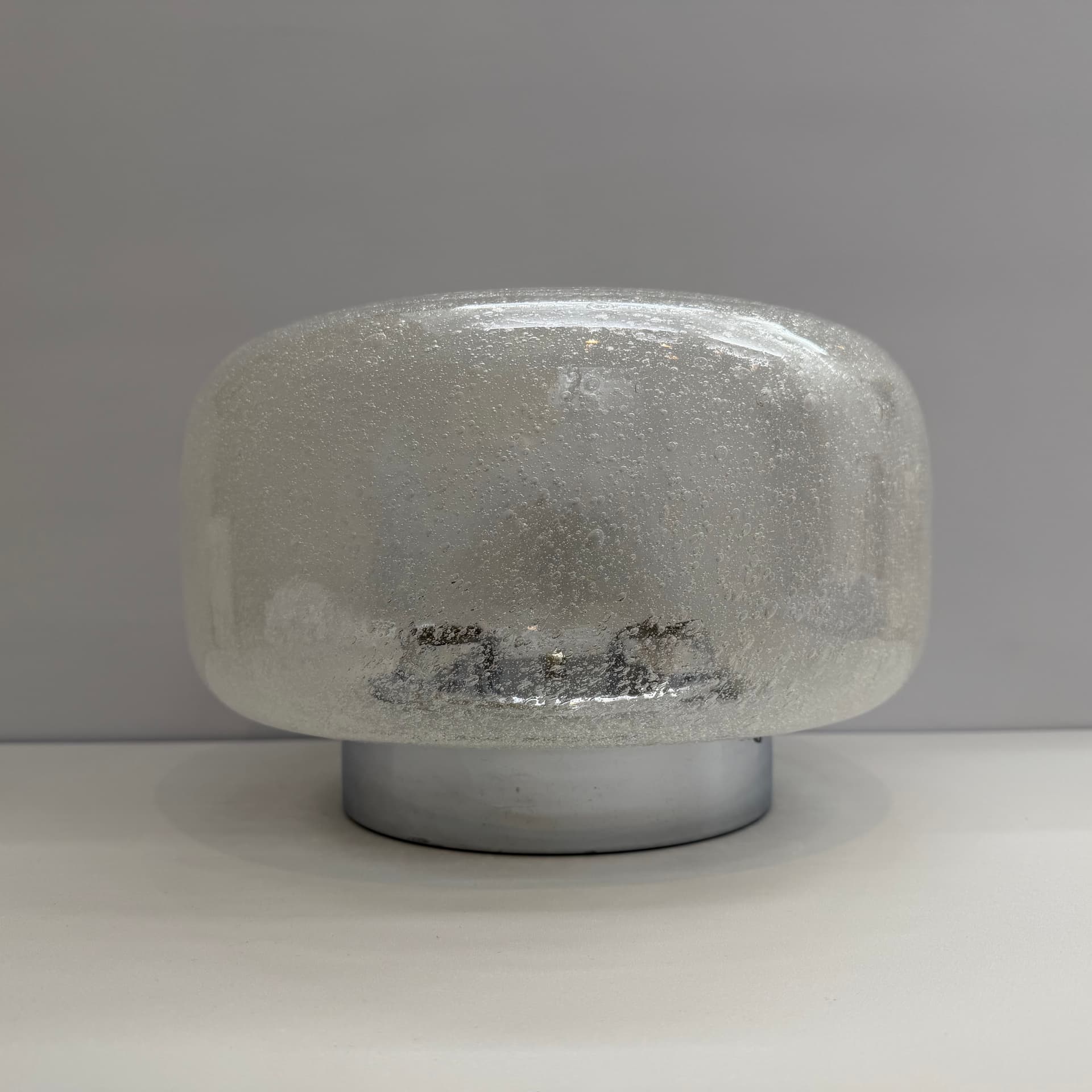 Ceiling Lamp Space Age, clear soda glass, silver chromed steel, Hillebrand, Germany, 1970s. - 388330