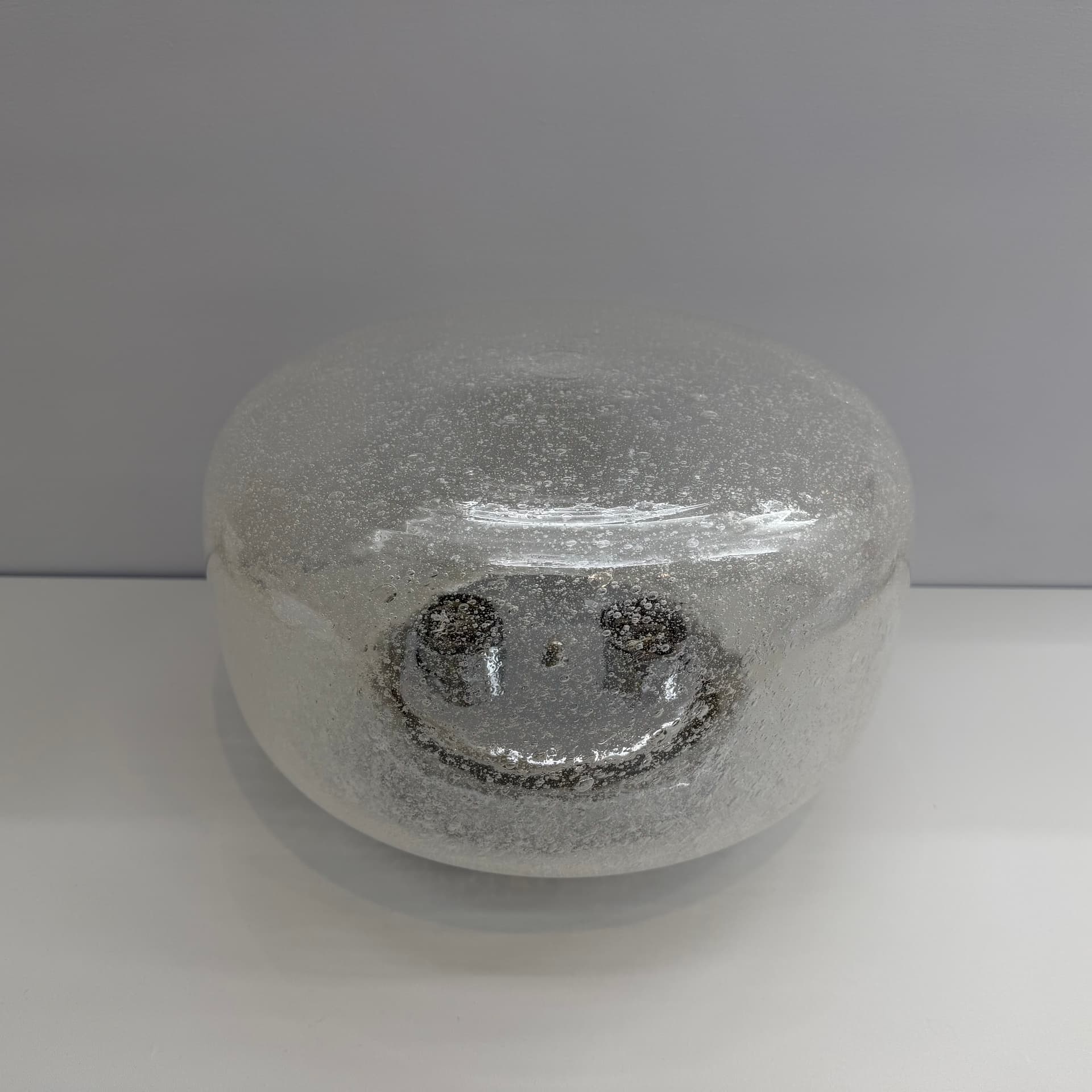 Ceiling Lamp Space Age, clear soda glass, silver chromed steel, Hillebrand, Germany, 1970s. - 388334