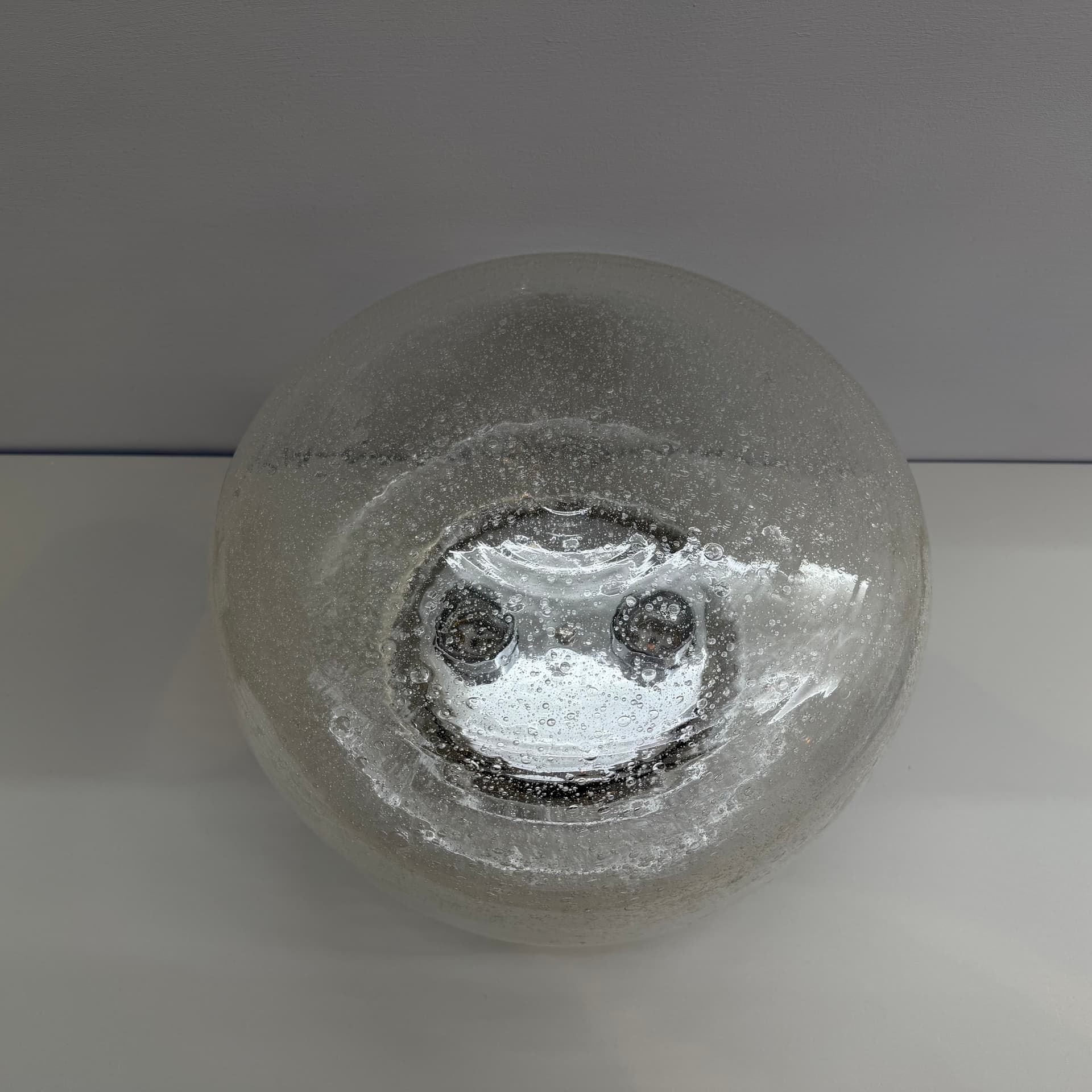 Ceiling Lamp Space Age, clear soda glass, silver chromed steel, Hillebrand, Germany, 1970s. - 388328