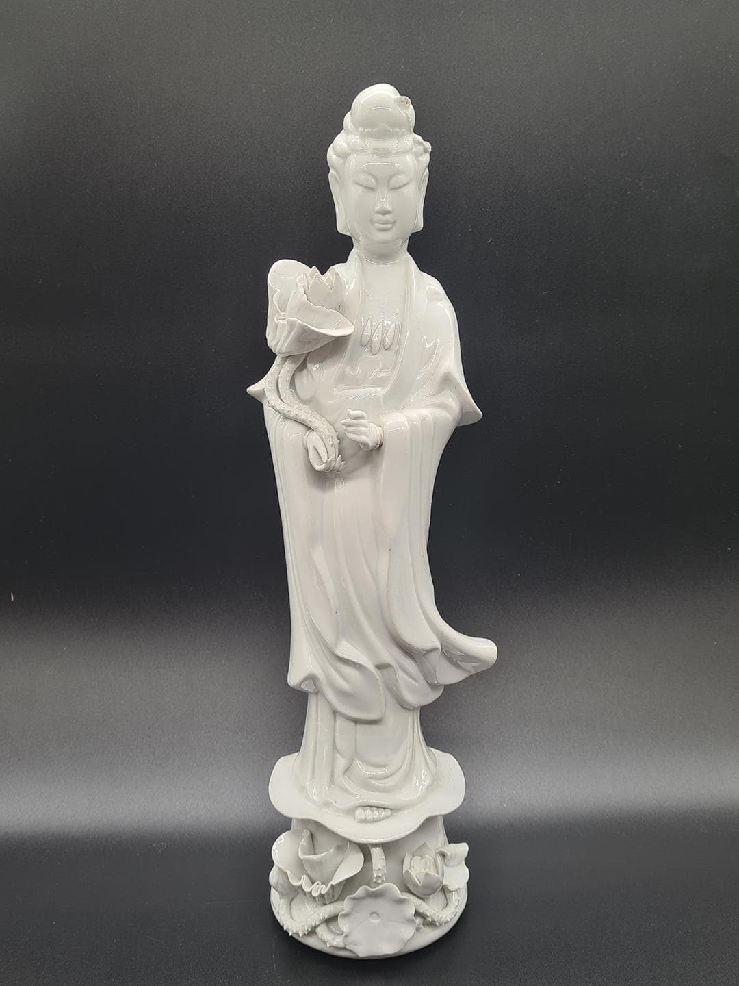 Figurka Guanyin, biały, porcelana, Chiny, lata 70. - 382085