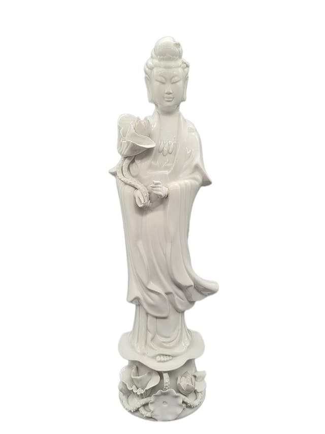 Figurka Guanyin, biały, porcelana, Chiny, lata 70. - WYMIARY