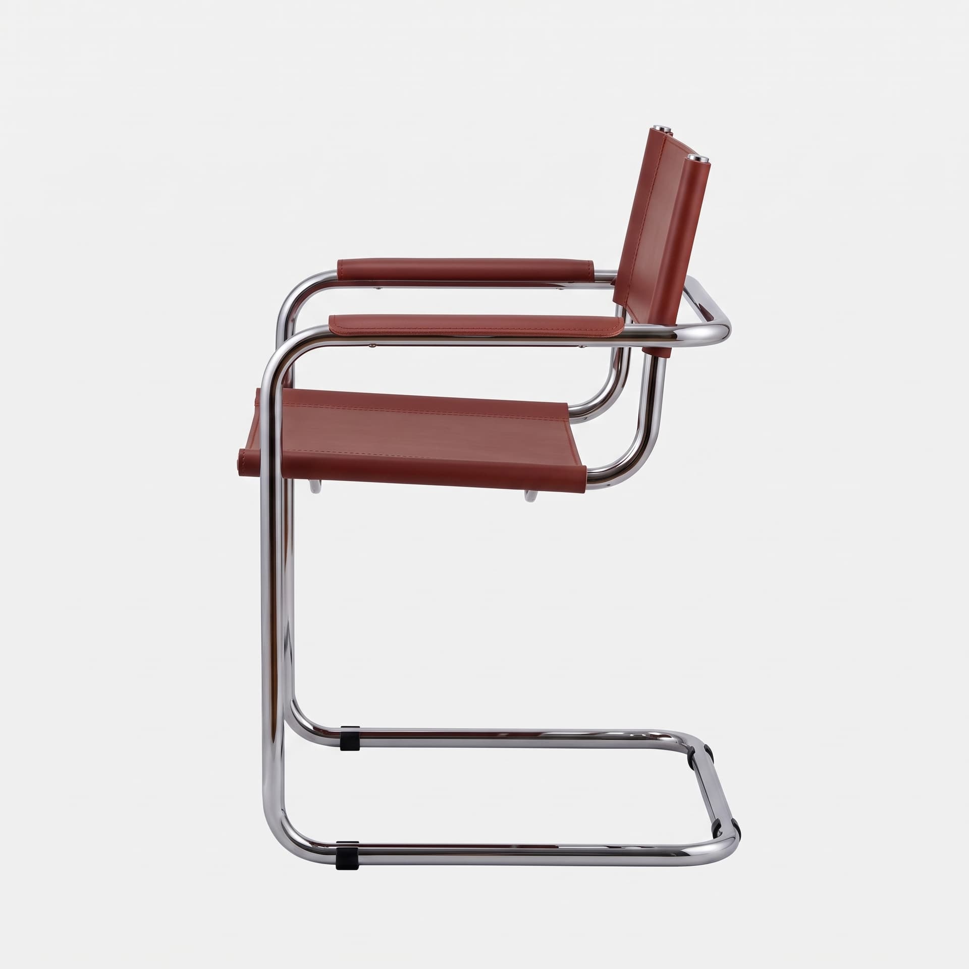 Fotel z giętej stali wg proj. S34, M. Stam, oxblood, skóra pełnolicowa - 393043