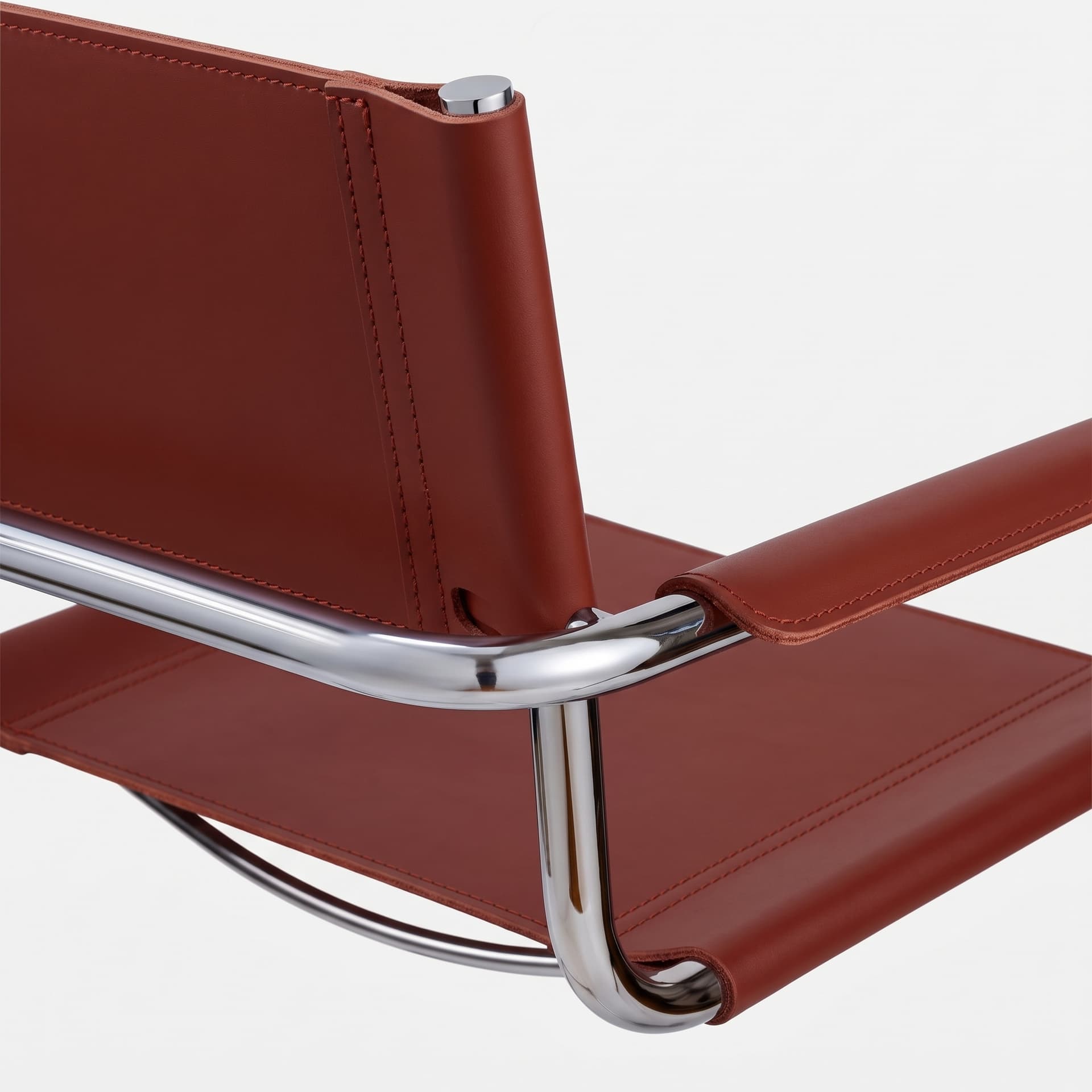 Fotel z giętej stali wg proj. S34, M. Stam, oxblood, skóra pełnolicowa - 393040
