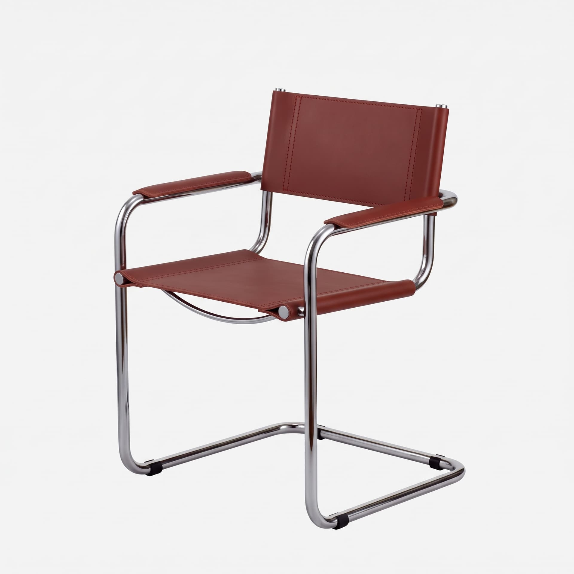 Fotel z giętej stali wg proj. S34, M. Stam, oxblood, skóra pełnolicowa - 393044