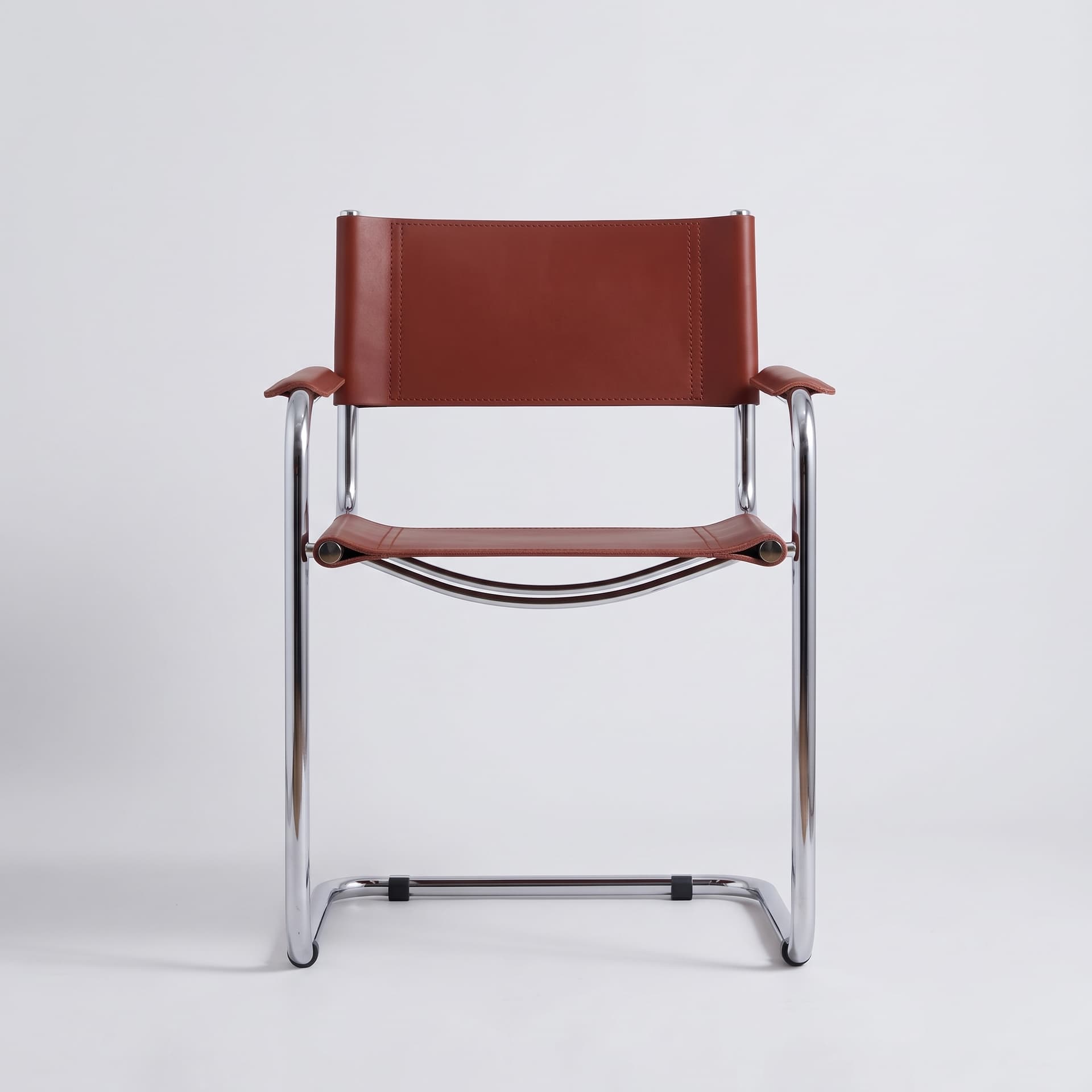 Fotel z giętej stali wg proj. S34, M. Stam, oxblood, skóra pełnolicowa - 393041