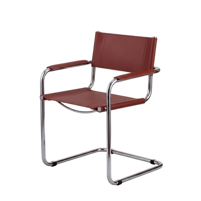Fotel z giętej stali wg proj. S34, M. Stam, oxblood, skóra pełnolicowa - WYMIARY