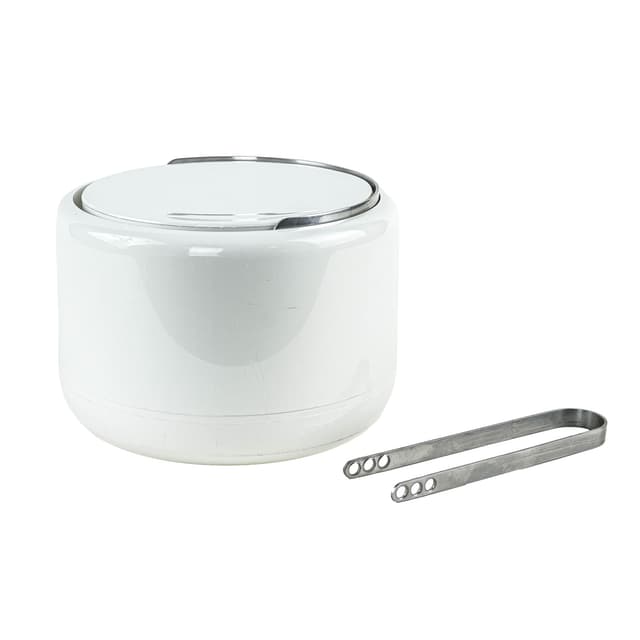 Ice bucket Stelton, white plastic, silver stainless steel, Denmark, 1970s. - DIMENSION