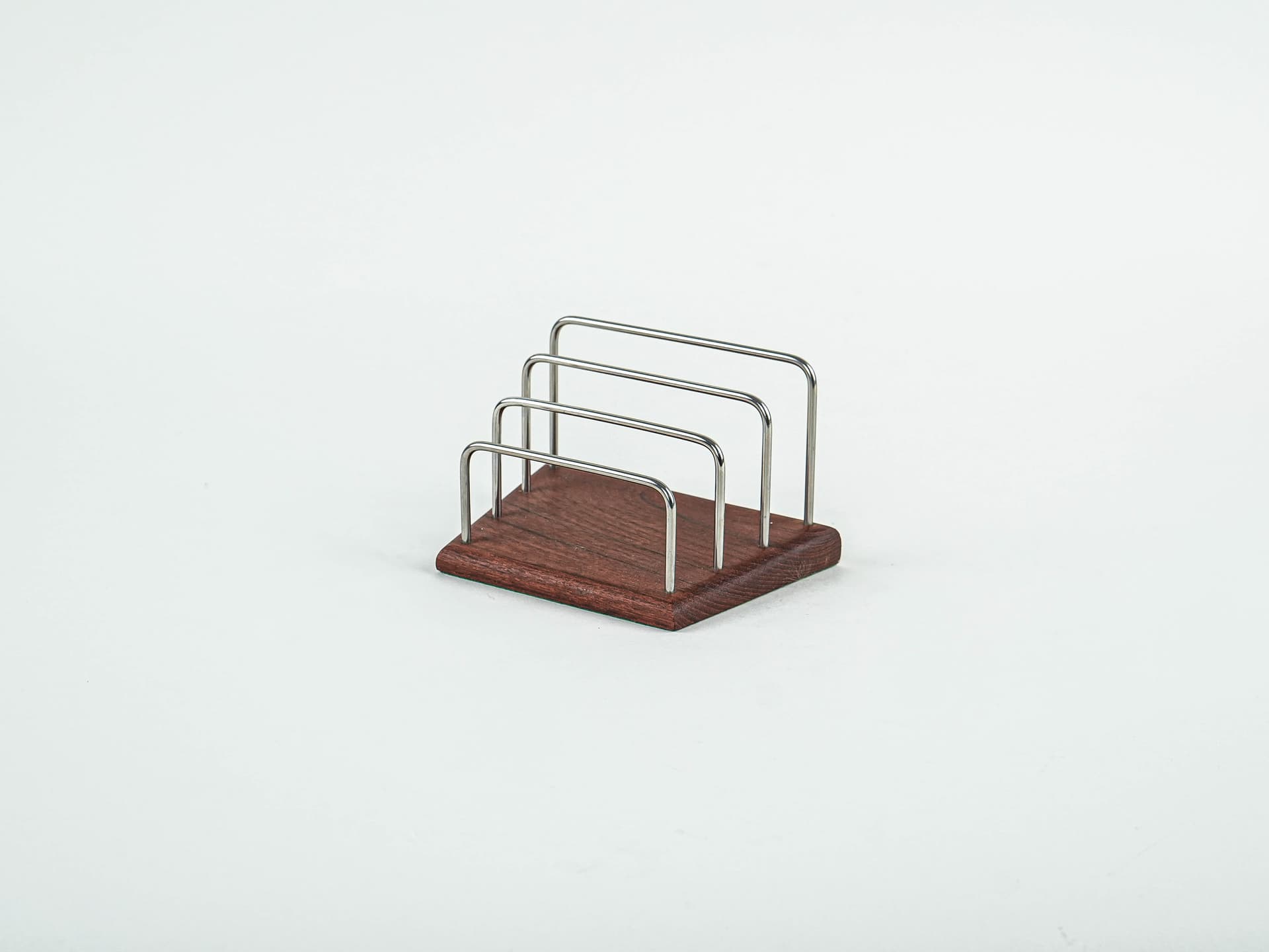 Organizer, brown teak, silver stainless steel, Denmark, 1970s. - 382233