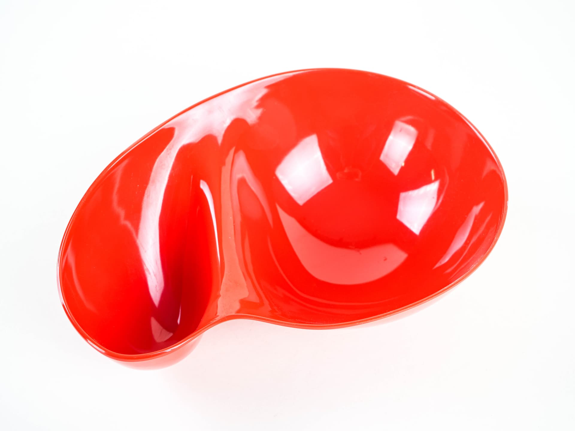 Półmisek dwukomorowy, czerwony, plastik, Dania, lata 70. - 382255