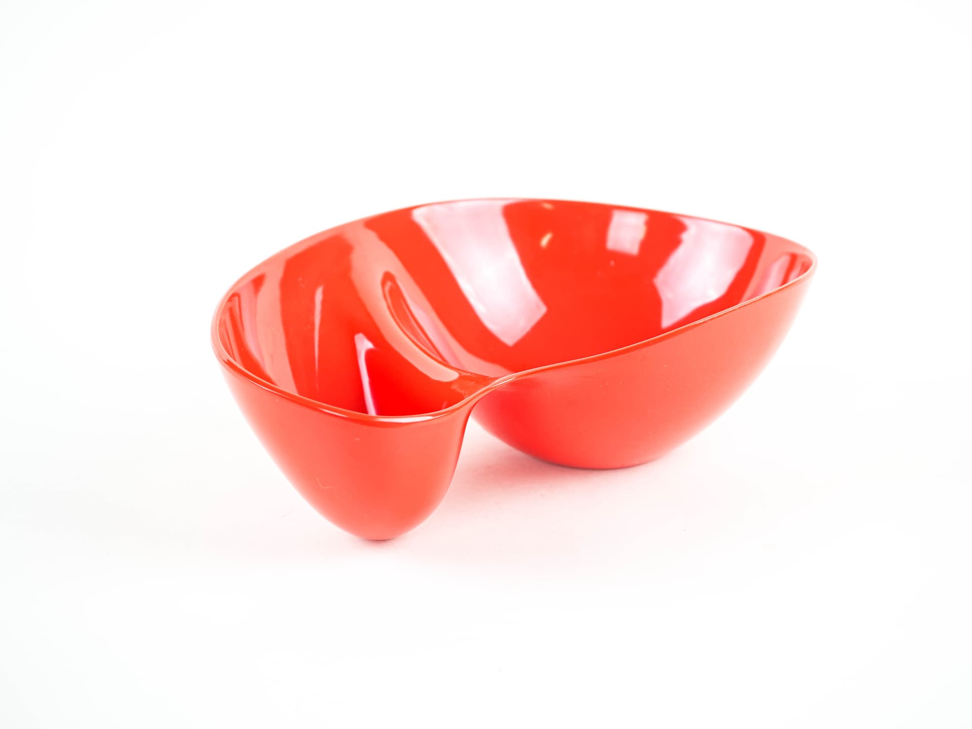 Półmisek dwukomorowy, czerwony, plastik, Dania, lata 70. - 382250