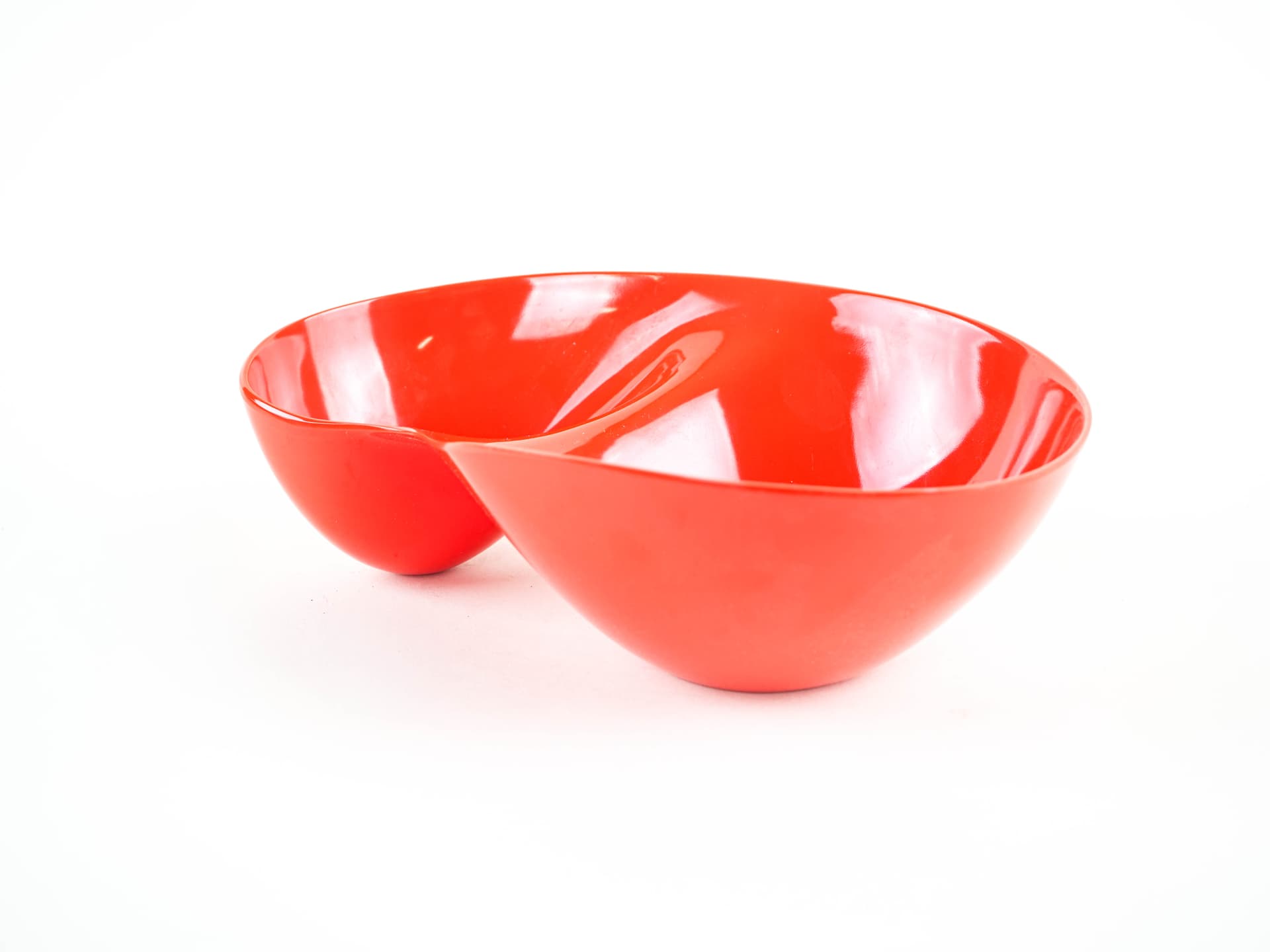 Półmisek dwukomorowy, czerwony, plastik, Dania, lata 70. - 382252
