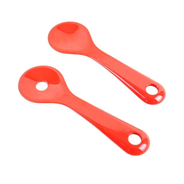Set of kitchen spoons, red ceramic, Ikea, Denmark, 1980s. - DIMENSION