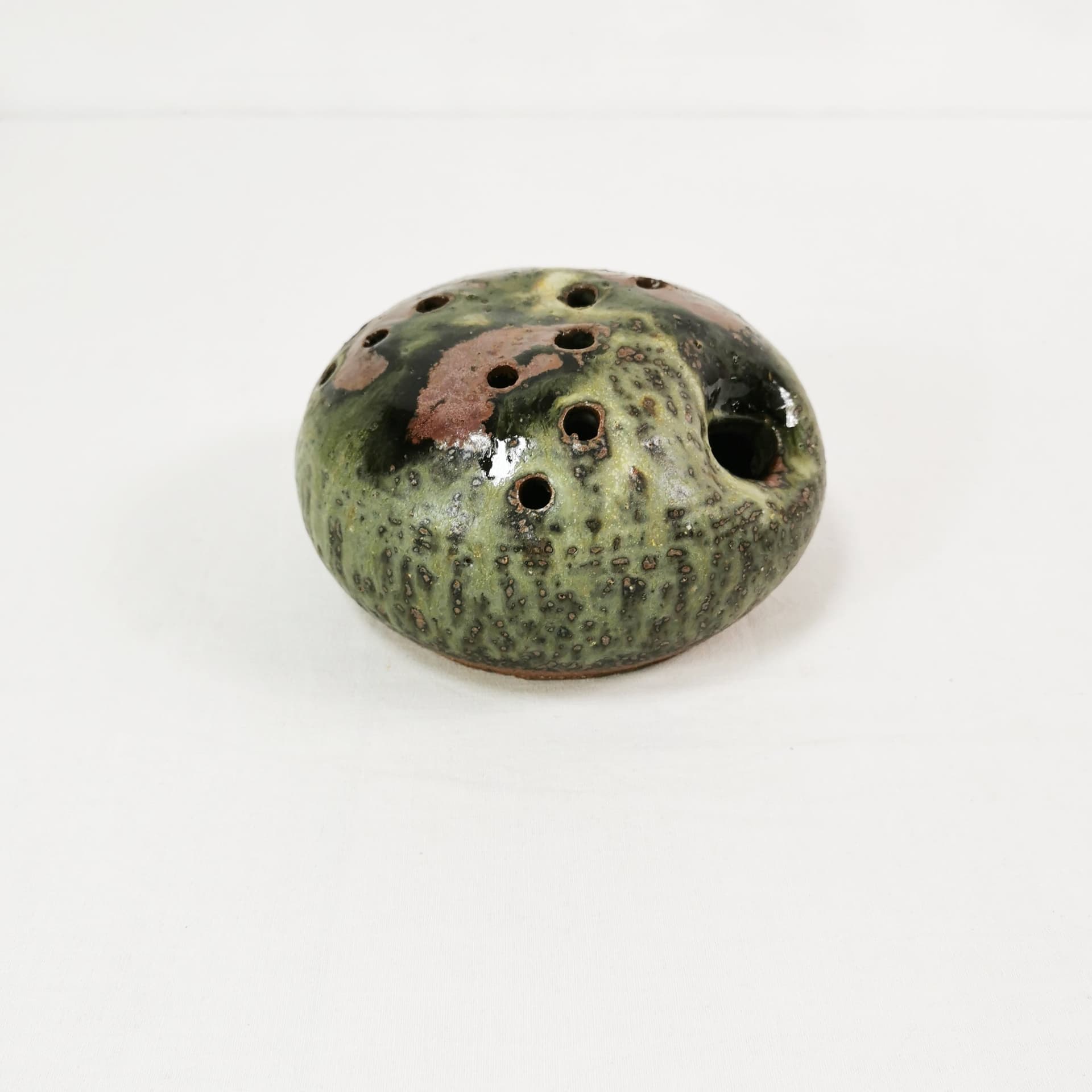 Wazon ikebana, zielony brązowy czarny, ceramika, proj. E. Græser, Dania, lata 60. - 382373