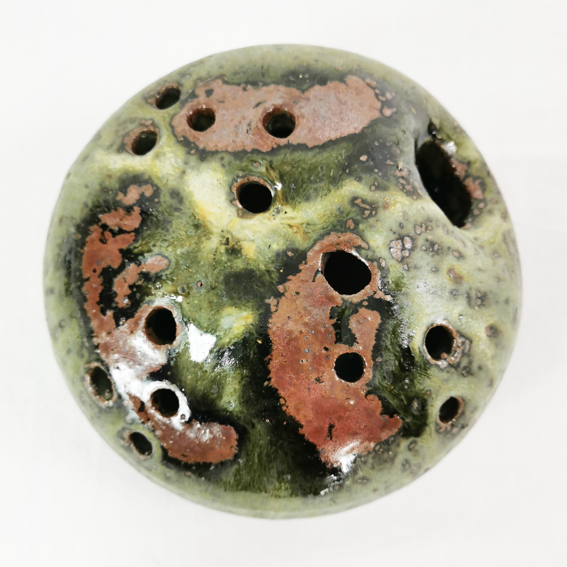 Wazon ikebana, zielony brązowy czarny, ceramika, proj. E. Græser, Dania, lata 60. - 382379