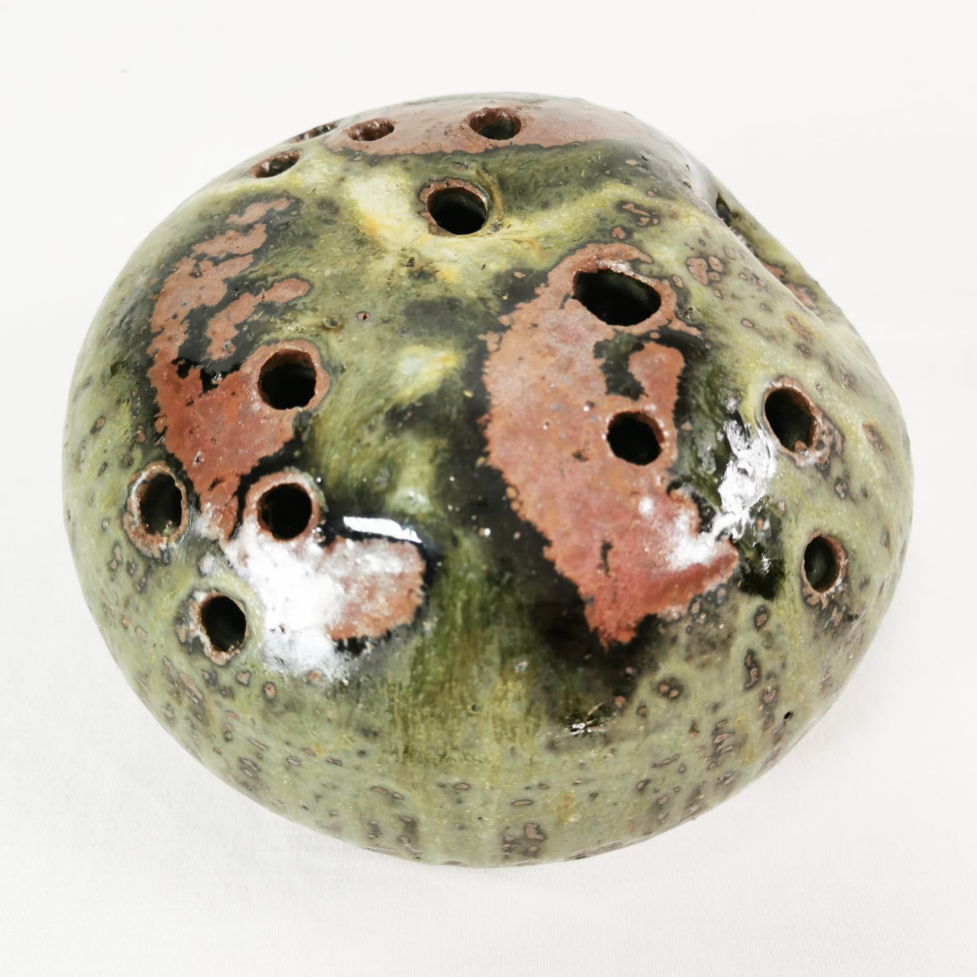 Wazon ikebana, zielony brązowy czarny, ceramika, proj. E. Græser, Dania, lata 60. - 382377