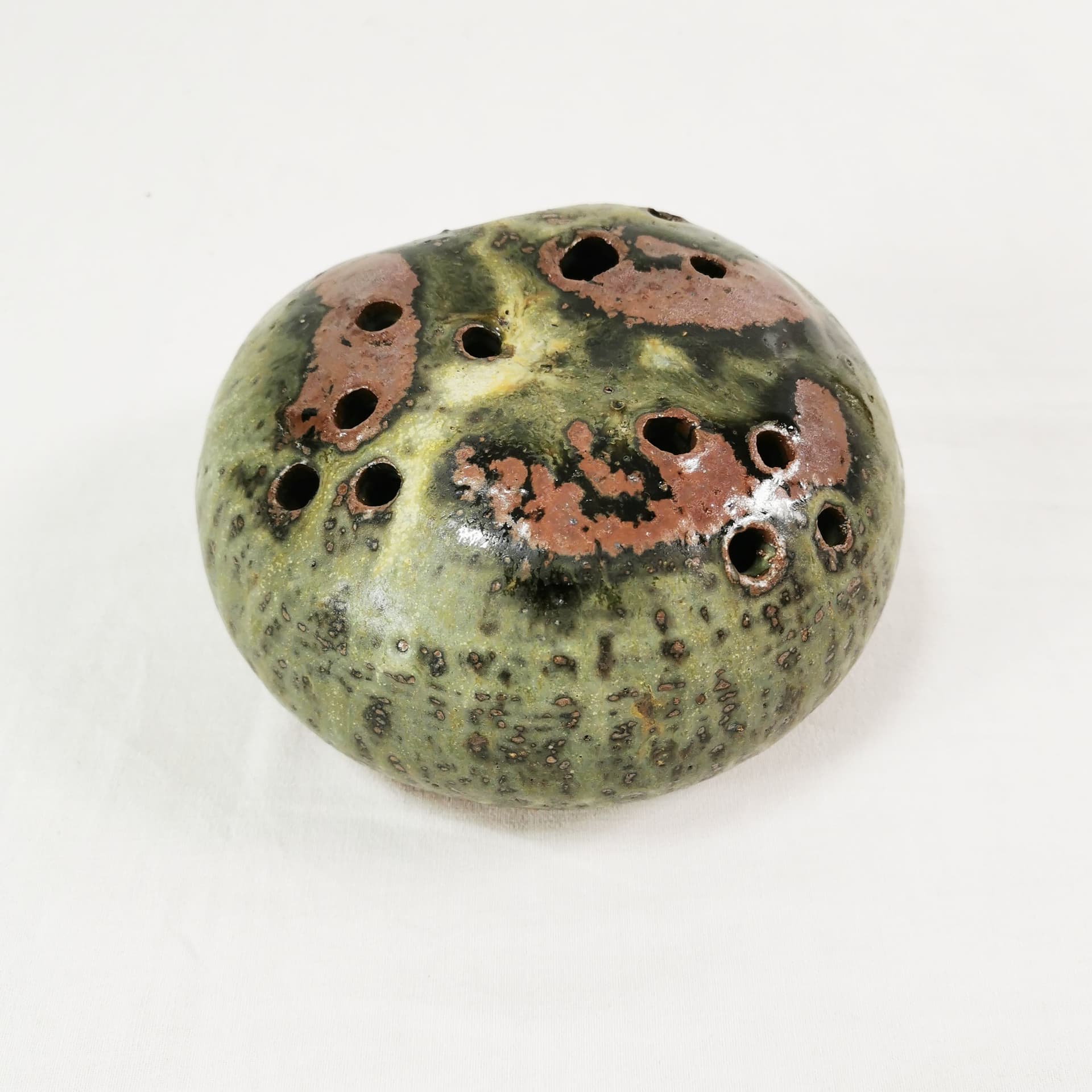 Wazon ikebana, zielony brązowy czarny, ceramika, proj. E. Græser, Dania, lata 60. - 382376