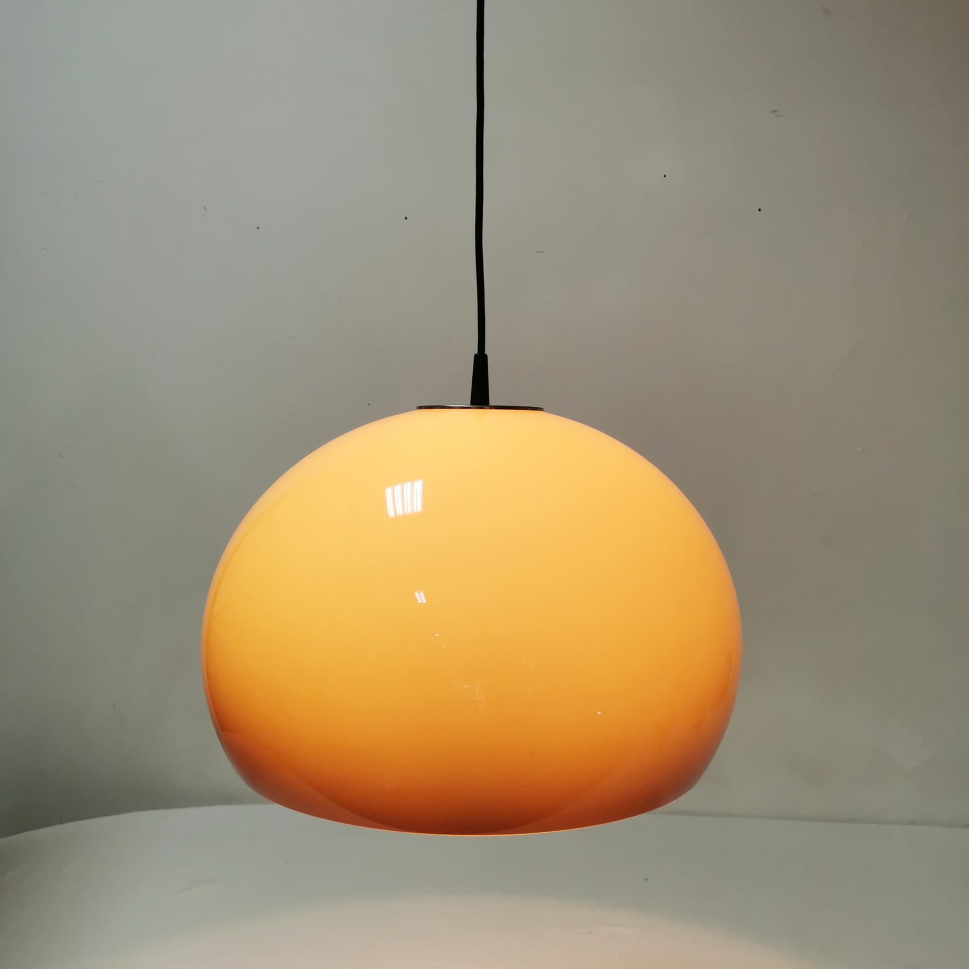 Lampa wisząca Space Age, akryl żółty brązowy, Staff Leuchten, Niemcy, lata 70. - 382398