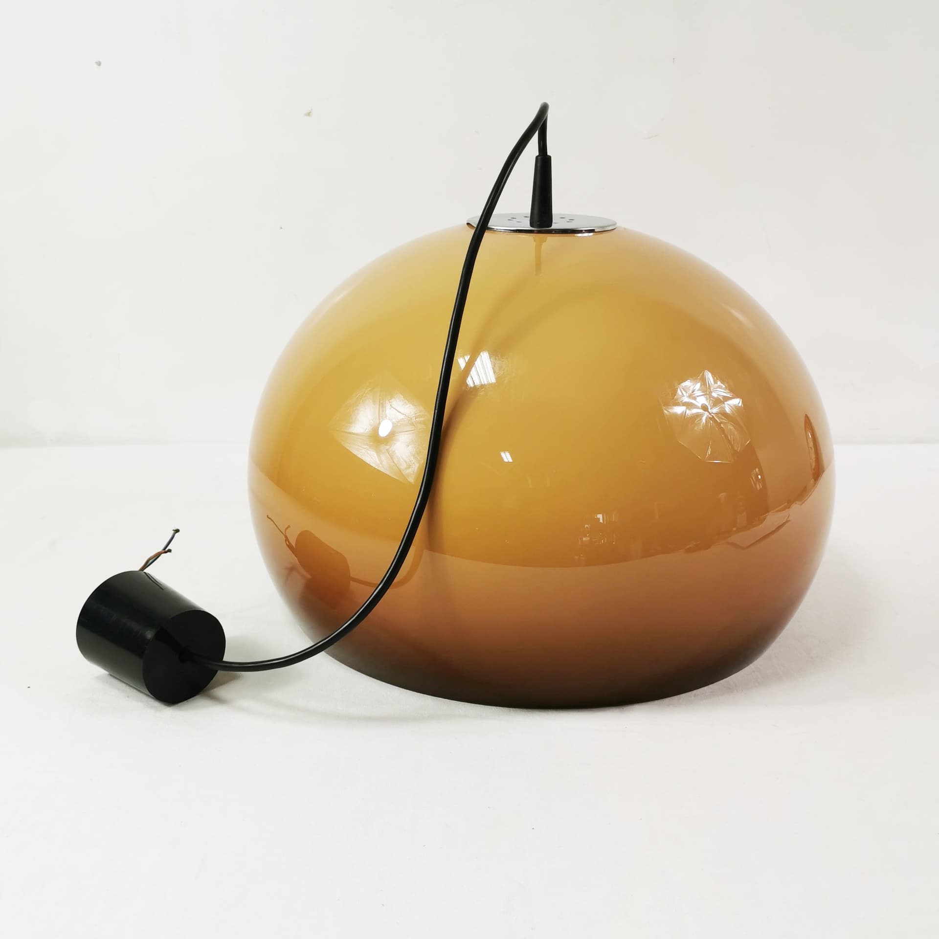 Lampa wisząca Space Age, akryl żółty brązowy, Staff Leuchten, Niemcy, lata 70. - 382397