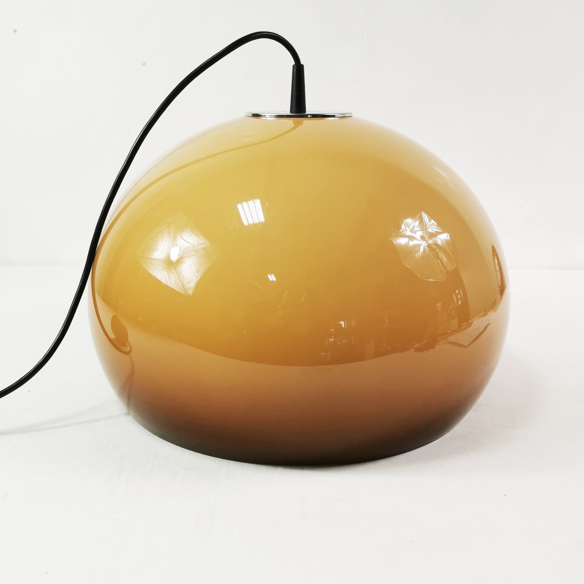 Lampa wisząca Space Age, akryl żółty brązowy, Staff Leuchten, Niemcy, lata 70. - 382405