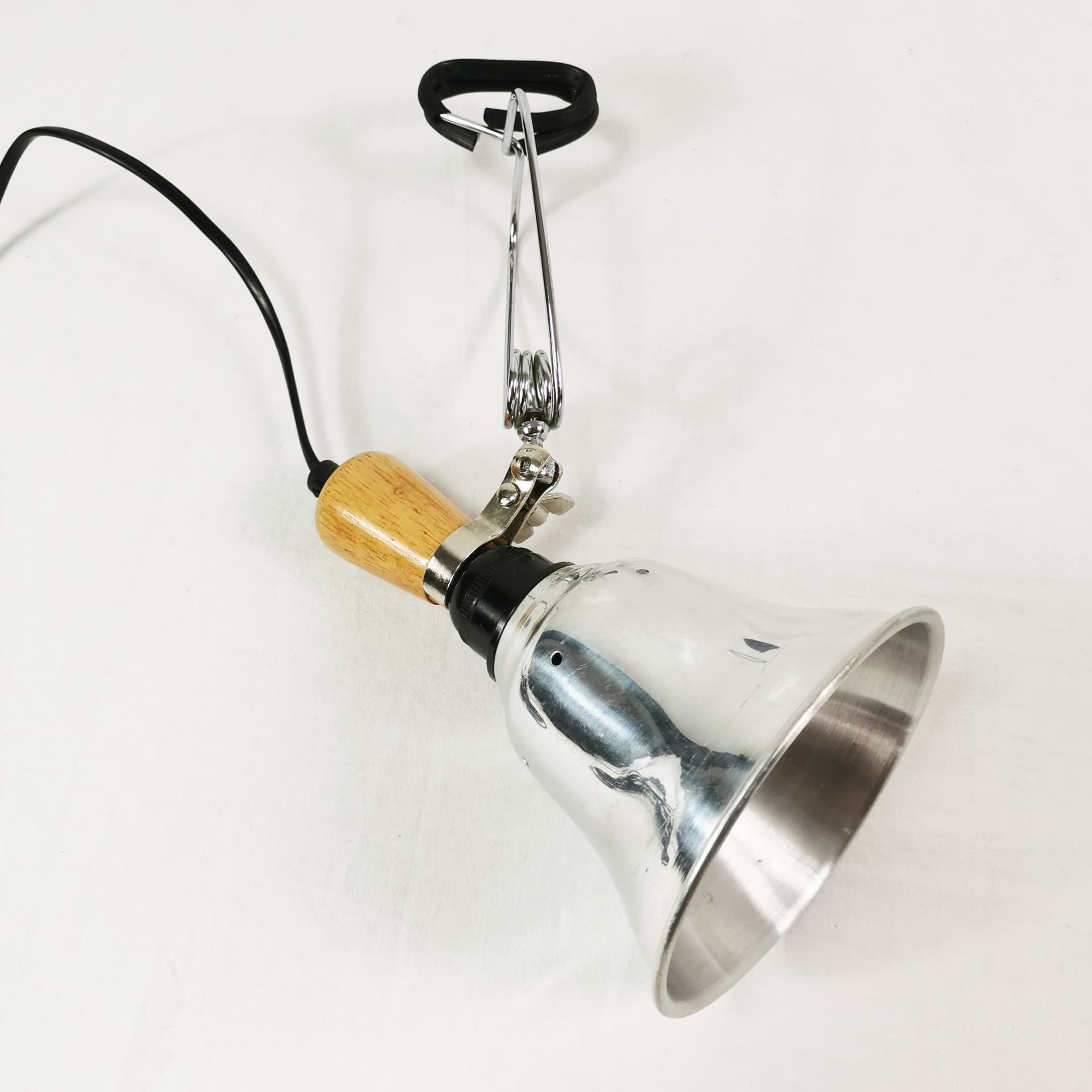 Lampa zaciskowa, srebrny, metal, drewno brązowy, proj. T. Björklund, Ikea, Szwecja, lata 90. - 382420