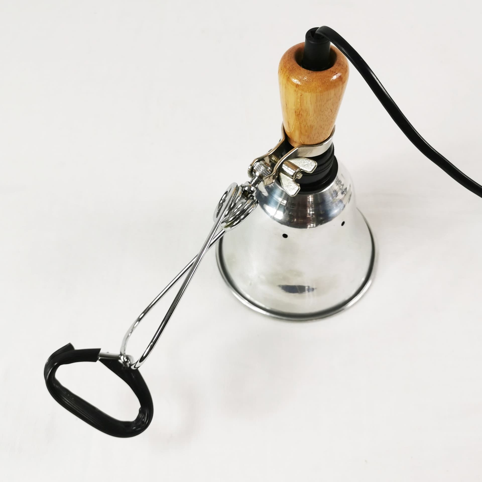 Lampa zaciskowa, srebrny, metal, drewno brązowy, proj. T. Björklund, Ikea, Szwecja, lata 90. - 382419