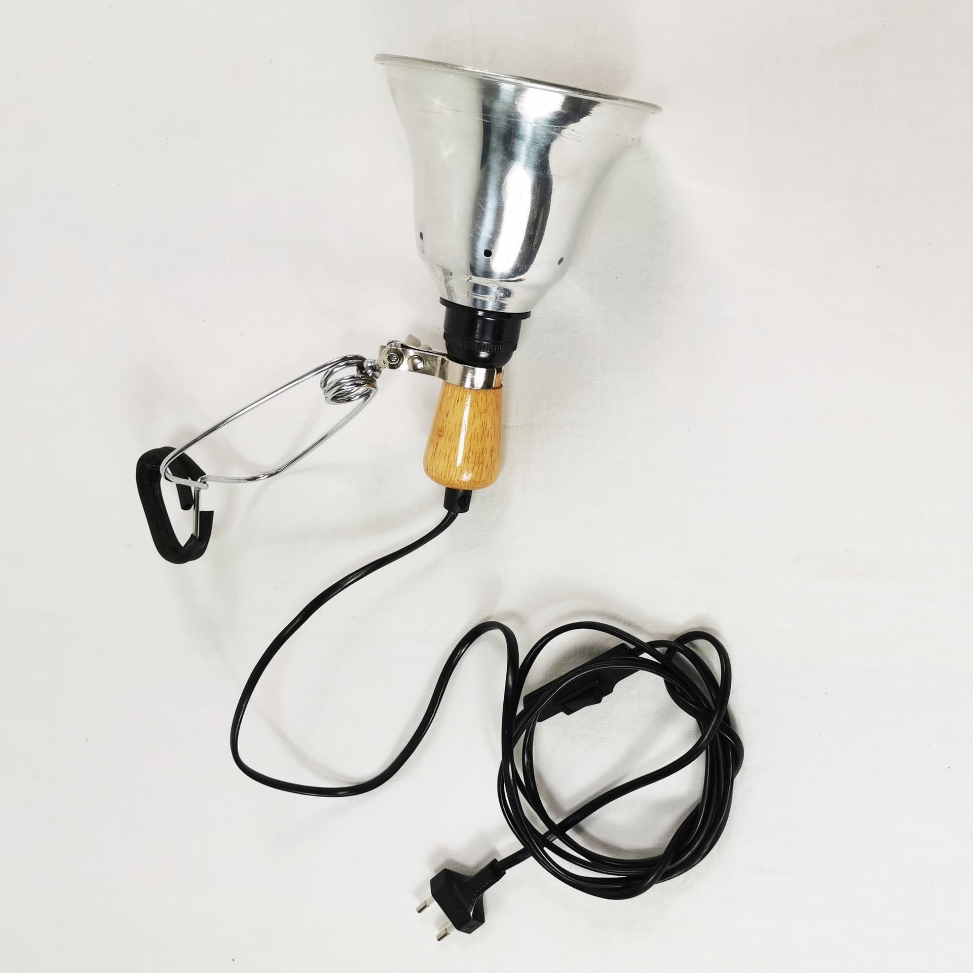 Lampa zaciskowa, srebrny, metal, drewno brązowy, proj. T. Björklund, Ikea, Szwecja, lata 90. - 382417