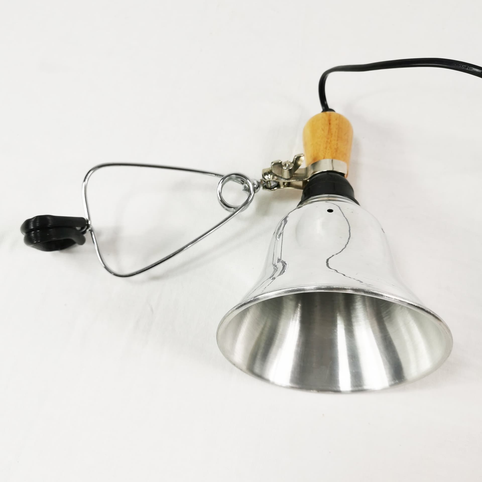Lampa zaciskowa, srebrny, metal, drewno brązowy, proj. T. Björklund, Ikea, Szwecja, lata 90. - 382421